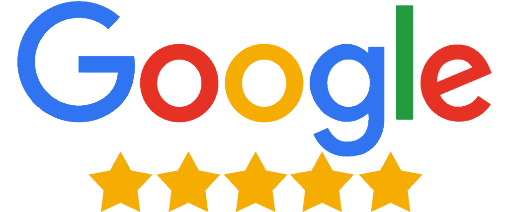 Google logo above five yellow stars, indicating a five-star rating.